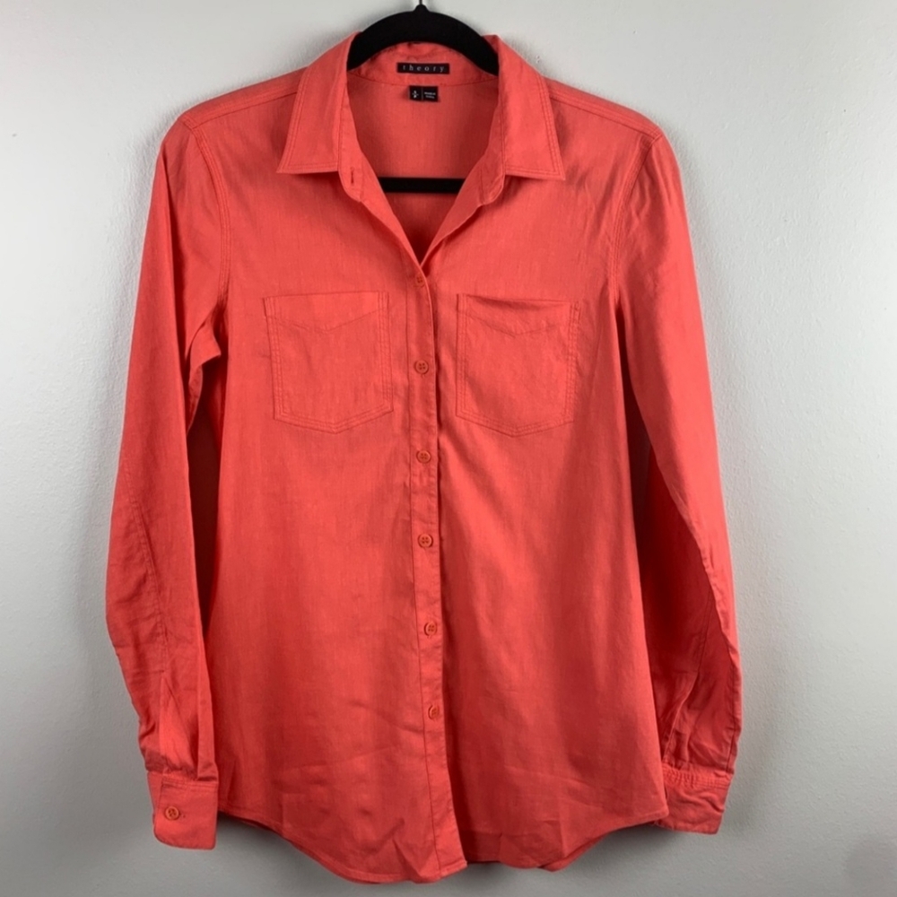 Theory Linen Blend Button Up